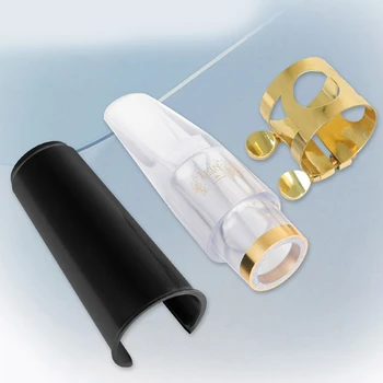 Набор от мундштуков за саксофон Мундщука ABS 4C Пластмасовия капак Златна лачена лигатура е Подходящ за начинаещи и средно ниво