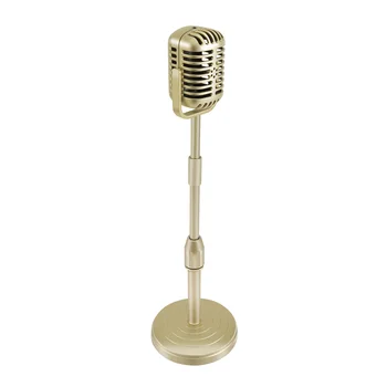 Реколта модел настолен микрофон с регулируема височина, класическа стойка за микрофон в ретро стил, подправен с микрофон