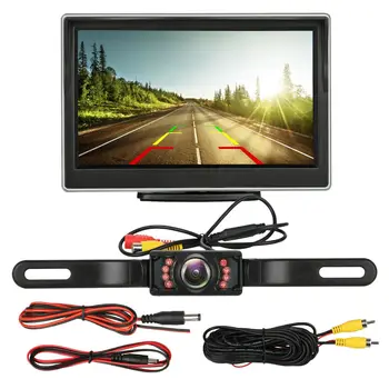 Автомобилна разрешително Резервната камера за задно виждане HD Парковочная система за нощно Виждане 5-инчов авто монитор TFT LCD екран, HD Digital