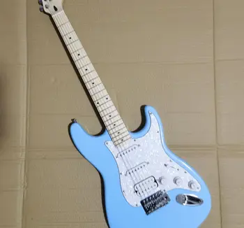 Електрическа китара на поръчка, синя, единична и двойна, добре направена, е по-скъпо