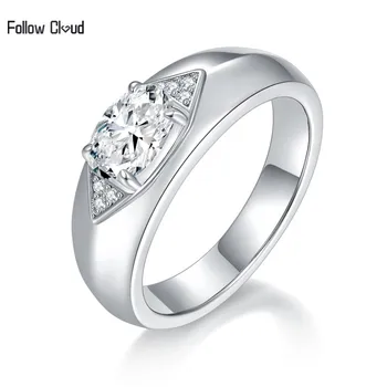 Follow Cloud Годежни пръстени с диаманти от муассанита 5 * 7 мм, 1 карата, за жени, мъже, Луксозни бижута от сребро 925 проба, сертифицирани GRA