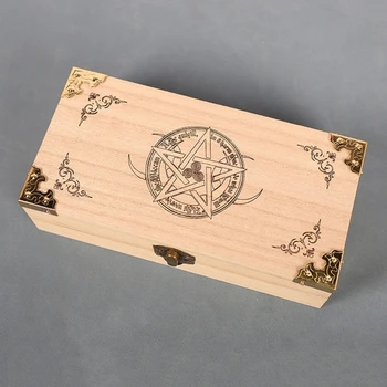 Дървена кутия за карти Таро, Калъф за астрология, Вещици, гадаене, Чанта за съхранение, Аксесоари, карти за игра, играта на Таро за пътуване