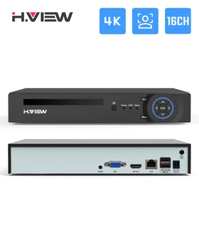 H. VIEW 4K 8MP Onvif 2.4 NVR 10CH 16CH Face Detect ВИДЕОНАБЛЮДЕНИЕ Мрежов Рекордер За IP-камери за Сигурност XMEye P2P Cloud 24/7 Запис