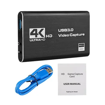 USB 4K 60Hz HDMI-съвместима карта заснемане на видео 1080P за запис на игри, кутия за директно излъчване, USB 3.0 Хищник за камерата PS4