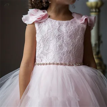 Буйни рокля с цветя модел за момичета, тюлевые рокли на Принцеси за рожден Ден, детско рокля, милото детско рокля за Първо причастие, сватба