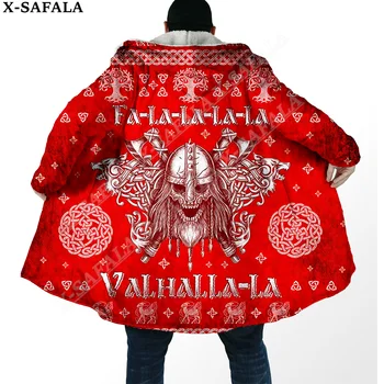 Коледен символ Фа-ла-ла-Вальгаллы, Viking, палта, 3D принт, Дебел топло палто с качулка, Унисекс ветрозащитный мек вълнен плат унисекс, casual-1