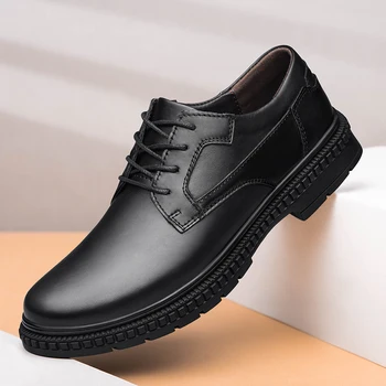 Дизайнерски мъжки обувки-oxfords, мъжки модела обувки от естествена кожа, дантела, улични мъжки обувки на плоска подметка, Бизнес Мъжки Ежедневни обувки, мъжки обувки