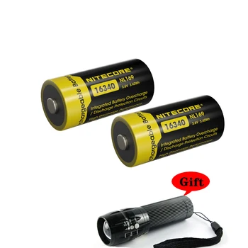 Високоефективен литиево-йонна акумулаторна батерия NITECORE NL169 16340 капацитет 950 mah 3,6 В (3,42 Wh) с безплатен фенерче