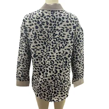 Финото палто-риза, женска вельветовая яке, леопардовое палта с ревери в стил мозайка, Стилен дамски пролетно-есенна яке свободно, намаляване, единична