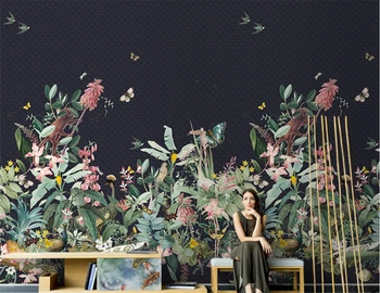 papel de parede, скандинавски, ръчно рисувани, тропическо абстрактно растително изкуство, 3D тапети, хол, диван, TV, на заден план, домашен декор