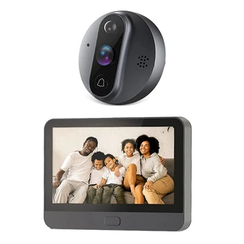 Smart Sasha 1080P Wifi звънчева Камера-шпионка Пластмасов 4,3-инчов инфрачервена камера PIR FHD за Алекса Google