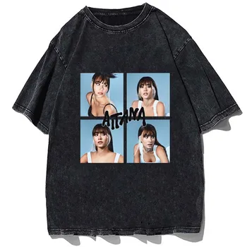 Певицата Ayta Окана Графична тениска Ежедневни тениска с къс ръкав Harajuku Мода, Хип-хоп Негабаритная памучен тениска Градинска облекло