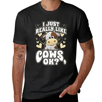 Нова тениска I Just Really Like Cows OK, красиви блузи, тениски, мъжки тениски с тежки тежести за мъже