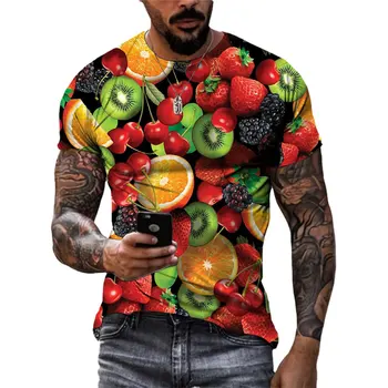 Летни Нови забавни тениски с изображението на зеленчуци и плодове, мъжка мода, оригиналност, индивидуалност, тениски с 3D принтом, блузи с къс ръкав