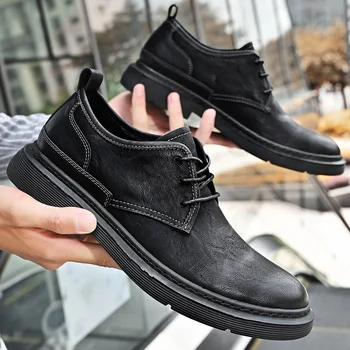 2023 Модерен бизнес официалните обувки за мъже, мъжки oxfords ръчно изработени, сиви кожени мъжки модел обувки с перфорации тип 