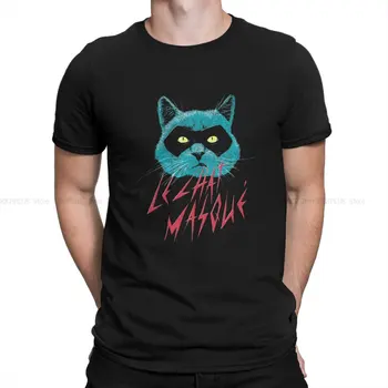 Най-новата тениска за любителите на котки Le Chat Masque тениска от полиестер с кръгло деколте, персонални подаръци дрехи, блузи