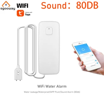 Интелигентен Сензор, изтичане на вода Sasha Със звукова аларма 80 db чрез линия 1 M/2 M/3 m/5 M За Smart home var Wifi Valve
