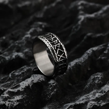 Европейските и американски ретро мъжки пръстен с тотем викинга и руной от неръждаема стомана, модни бижута на едро