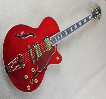 Продажба на едро е изработен по поръчка на електрическа китара с полуполым корпус L5 Jazz red F-hole