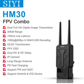 SIYI HM30 Full HD Цифров Видео разговори Радиосистема Предавател на Дистанционно Управление OLED сензорен екран с 1080p 60 кадъра в секунда 150 ms FPV OSD 30 км