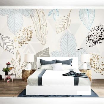 обичай модерни минималистичные тапети в скандинавски стил с листа за всекидневната, на дивана, на фона на стенни плат, стенни хартия за спални, домашен декор